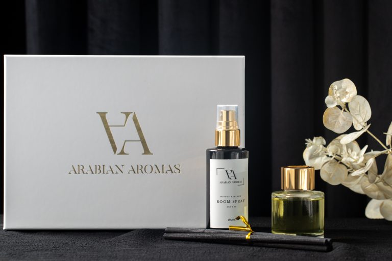 Arabian Aromas luxury fragrance product photography